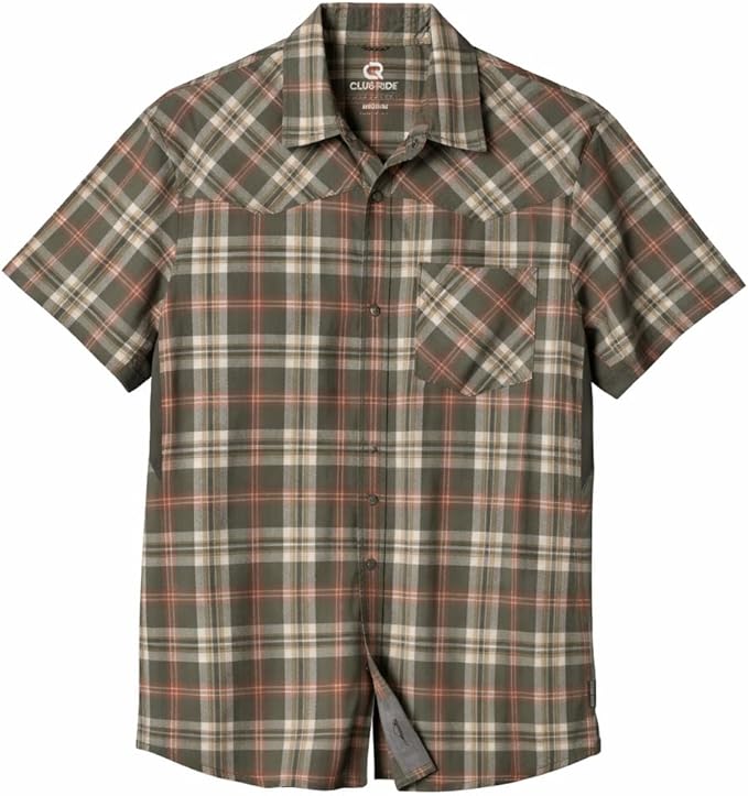 Club Ride Apparel New West Cycling Shirt - Men's Short Sleeve Cycling Jersey - Sport Fit Snap Down Top - 50 UPF Riding Shirt