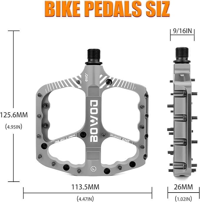 Bike Pedals 9/16" Lightweight Non-Slip Bicycle Platform Pedals - Fits Most Adult Bikes & Mountain Bikes &MTB, Road Bikes and Slip-Resistant Design