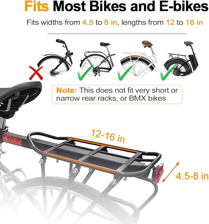 Bike Bags for Bicycle Rear Rack, Waterproof Hard Shell Bike Rack Bag, 8L Reflective Ebike Trunk Pannier with Shoulder Strap, Bike Saddle Bag, Seat Bag for Commuter Travel Outdoor Cycling Accessories