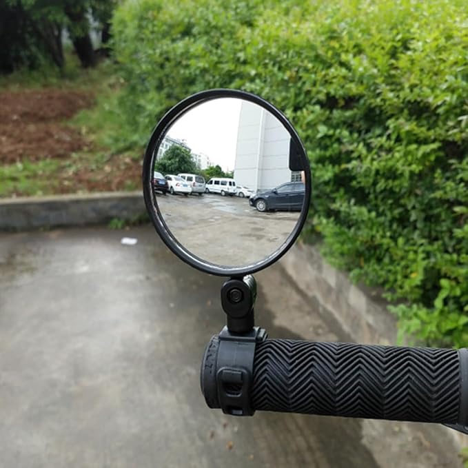 TEHAUX Universal 360° Rotatable Rearview Bike Mirrors Handlebar Mount 2pcs Set Large round Adjustable Motorcycle Cycling Safety Mirrors for Outdoor Recreation