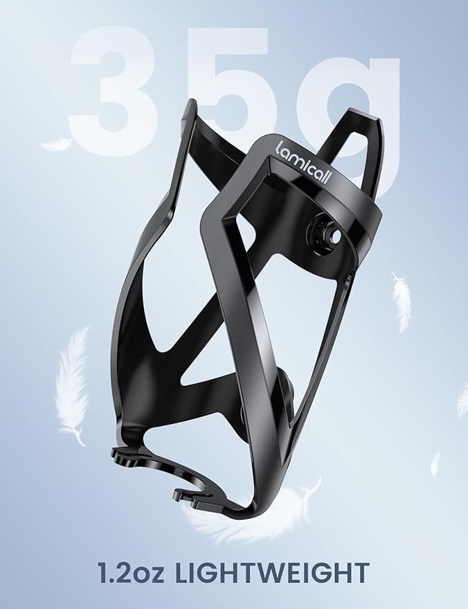 Lamicall Bike Water Bottle Holder - 1.2 Oz Ultralight & Sturdy Bike Cup Holder, Bicycle Drink Cage, Cycling Bike Water Bottle Cage with Screw Tool, for 2.75-3.94" Diameter Bottles