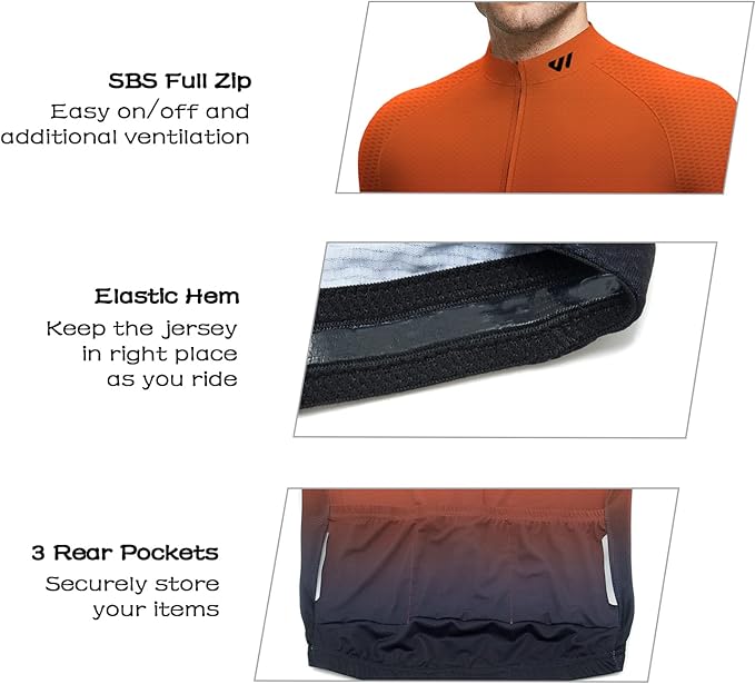Lo.gas Cycling Jersey Men Short/Long Sleeve Bike Biking Shirts Full Zip with Pockets Road Bicycle Clothes