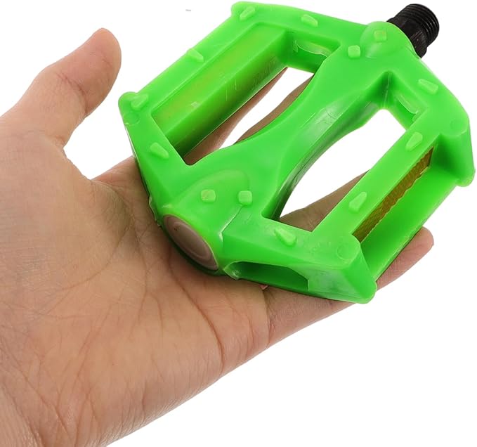 Mipcase 2Pcs Kids Bike Pedals : Non-Slip Plastic Bicycle Pedal Flat for Mountain Bike, Easy to Install, 4.13X3.14X0.79in (Green)