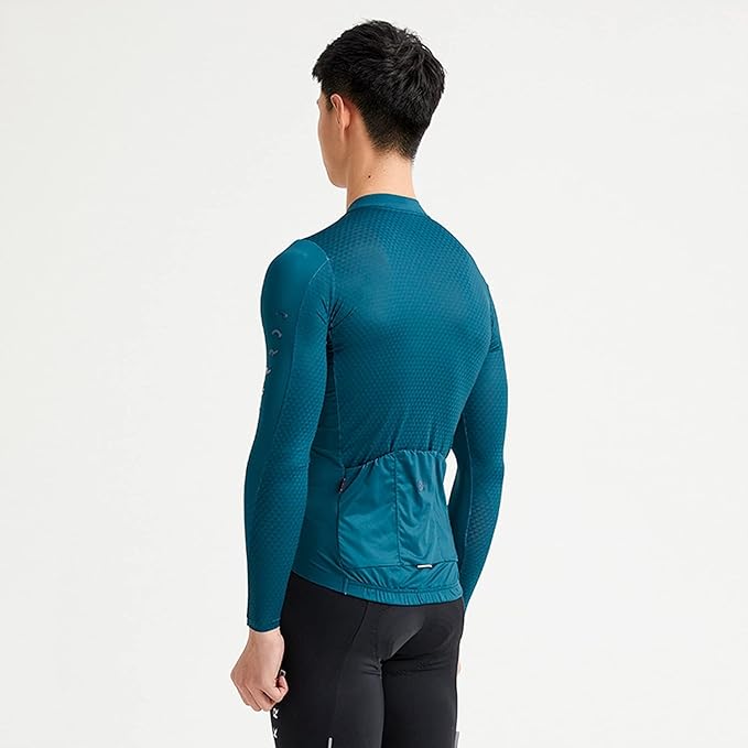 Men's Cycling Clothes Summer Men Cycling Jersey Road Bike Shirt Long Sleeve Breathable Bike Riding Top Shirt with 3 Rear Pockets Men's Cycling Clothing(F,X-Large)