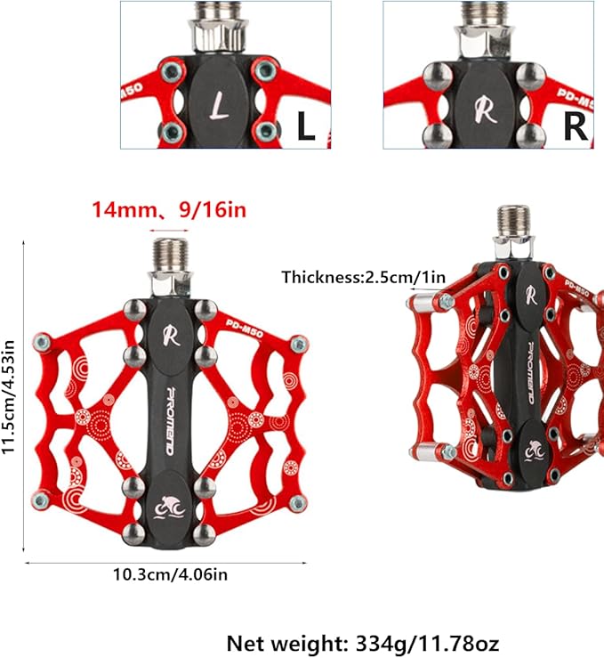 ‌Ultralight CNC Bike Pedals - Sealed Bearings Mountain/BMX/Road Pedals with Non-Slip Surface & 9/16" Chrome-Molybdenum Steel Spindle for MTB/Gravel/Cyclocross Bikes
