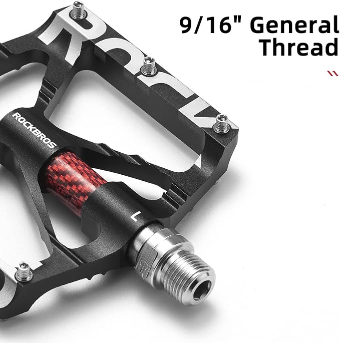 ROCKBROS Mountain Bike Pedals MTB Pedals CNC Non-Slip Lightweight Aluminum Alloy Bicycle Pedals Sealed Bearings Bicycle Platform Pedals 9/16" BMX Road Bike Pedal