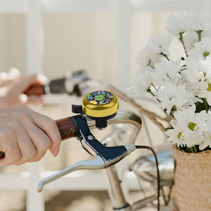 WIRESTER Gold Aluminum Round Bike Bell, Classic Ring Bicycle Bell, Bike Accessories Bell Ring for Adults Kids Girls Boys