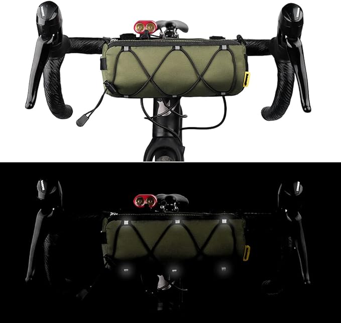 Rhinowalk Bike Handlebar Bag, Bicycle Front Bag Frame Storage Roll Bag Mountain Road Bikes Commuter Shoulder Bag Professional Cycling Accessories