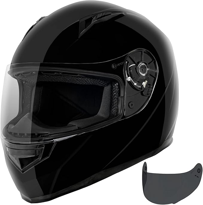 VCAN VX Lightweight Full Face Motorcycle Street Bike Helmet with Extra Tinted Visor, Coolmax Technology & OTG Ready, DOT Approved