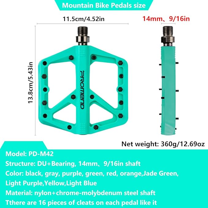 Mountain Bike Pedals - Durable Nylon DU Bearing Platform Pedals for MTB and BMX