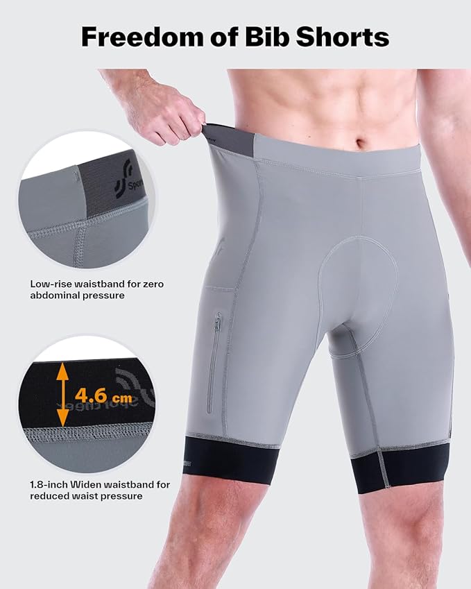 Sportneer Padded Bike Shorts for Men - 4D Padding Mens Bicycle Cycling Biking Clothing Shorts, Breathable and Absorbent