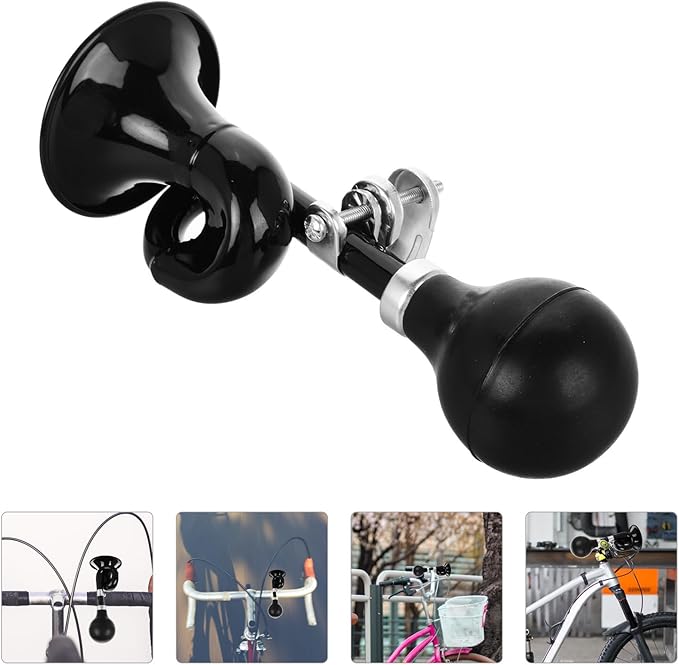 BESPORTBLE Loud Retro Snail Air Horn for Bike Handlebar, Black Vintage Bicycle Bell with Powerful Sound, Warning Horn for Mountain and Road Cycling Use
