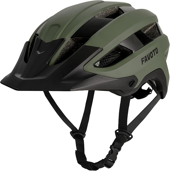 Favoto Mountain Bike Helmet Adult - Lightweight CPSC Certified with Reinforced Spine and Detachable Visor, MTB Road Bicycle Helmet, Adjustable 59-61cm Men Women