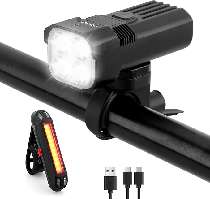 Bike Light for Night Riding, 2000LM/1000LM Bicycle Headlight & Taillight, Multiple Modes,3000mAh/2000mAh USB C Rechargeable Waterproof LED Bright Bike Headlights for Cyclists and Commuters