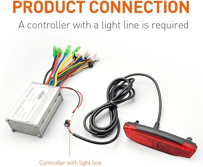Ebike Rear Tail Light,Ebike 6V-60V LED Riding Tailight,Motorcycle Led Light Equipment Waterproof Connector for Electric Bike Accessories