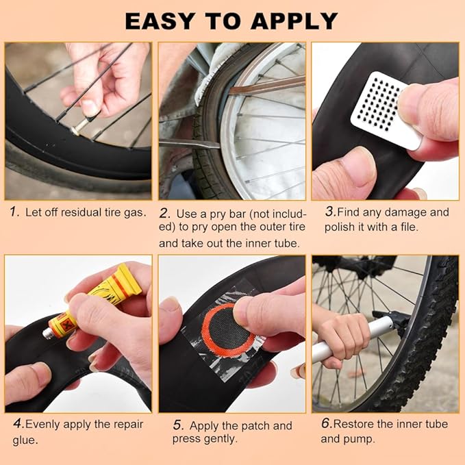 Saycker Bike Tire Repair Kit, Bycicle Inner Tube Puncture Patch Kits,Glueless Patchs for Road Mountain