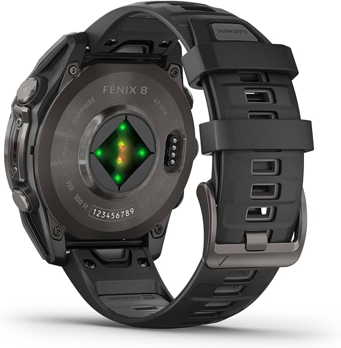 PlayBetter Garmin Fenix 8 AMOLED Sapphire (47mm, Carbon Gray DLC Titanium) Multisport GPS Smartwatch Bundle - 1.4” Touchscreen, Built-in LED Flashlight Wireless Running Earbuds