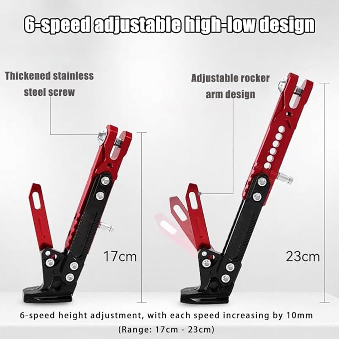 Motorcycle Kickstand for KTM 50 Mini Adventure/50 SX Factory/Junior/Mini, Heavy Duty Motorcycle Side Stand Anti-Slip Adjustable Kickstand Extension,A/Black