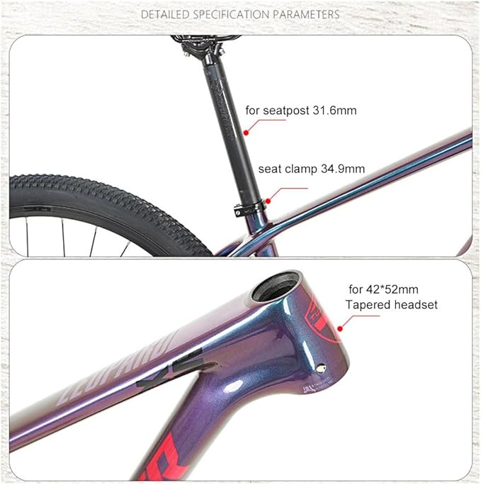 TUJISEK 27.5 29er Mountain Bikes Frame Carbon Fiber 15''/17''/19'' Mountain Bikes Frame QR 5 * 135mm Disc Brake XC Frame Full Colour Change Internal Routing