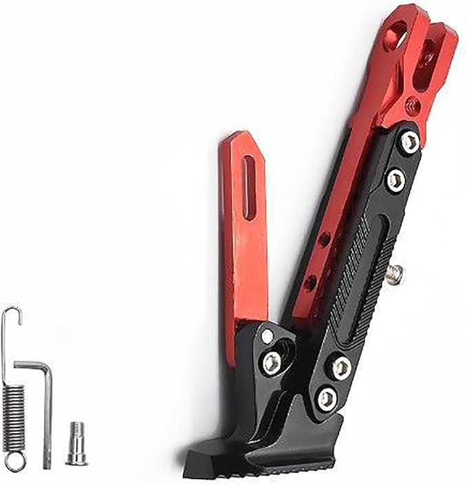 Motorcycle Adjustable Kickstand for Ducati Streetfighter V4/V4S 2020-2024, Aluminum Side Stand Folding Retractable Support Leg, Motorbike Support Parking Tripod Support Stand,A Red
