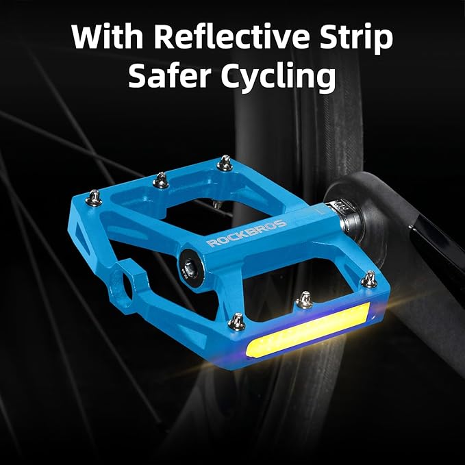 ROCKBROS Mountain Bike Pedals MTB Pedals Bicycle Flat Pedals Aluminum 9/16" Sealed Bearing Lightweight Platform for Road Mountain BMX MTB Bike
