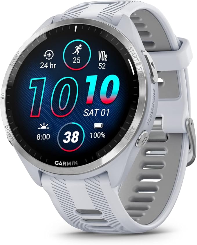 Garmin Forerunner 965 Advanced GPS Multisport Touchscreen Smartwatch, Whitestone | Heart Rate Monitor, Training Stats, On-Device Workouts, Up to 13 Day Battery Life w/Signature Series Charging Bundle