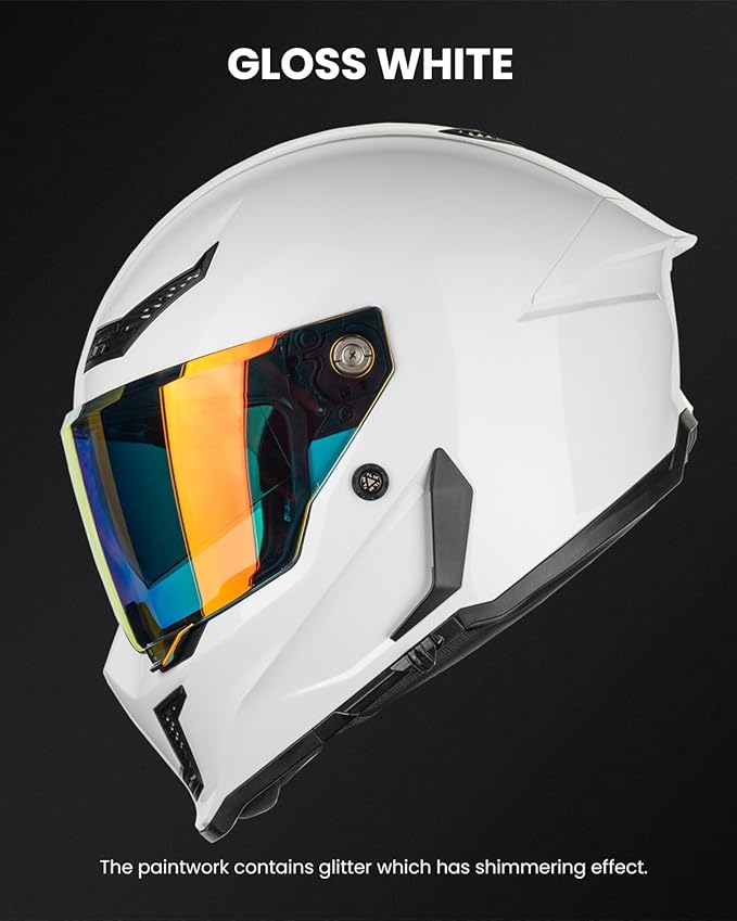 ILM Motorcycle Helmets for Adult Men Women Full Face DOT ECE Powersports Dual Visor Street Racing Helmet with Pinlock Cascos para Motos Model MF509 (Whites, XL)