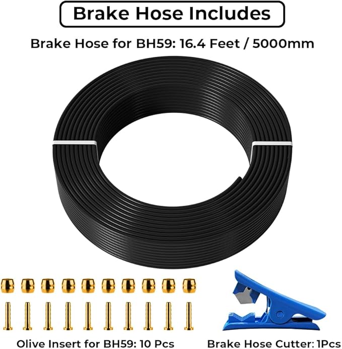 Bike Hydraulic Brake Hose Kit for BH59 System，for Shimano，for Avid Sram, for Magura (Outer Diameter: 5.0mm / Inner Diameter: 2.2mm) 5000mm / 16.4FT