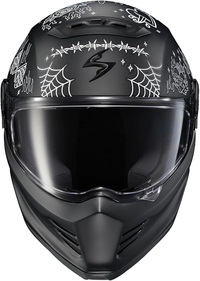ScorpionEXO Covert FX Full Face Adult Motorcycle Helmet Street Fighter Style - Bluetooth Ready Speaker Pockets DOT ECE The Litas 2 (Black - Small)