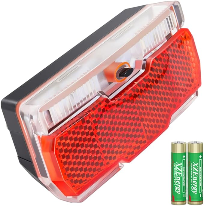 Bike Rack Tail Light with 2 Modes Steady and Flashing, Bicycle Rear Rack Light Easy to Install on Cargo Rack, Fit 50mm Bolt Holes Mount, Taillight for Bicycle