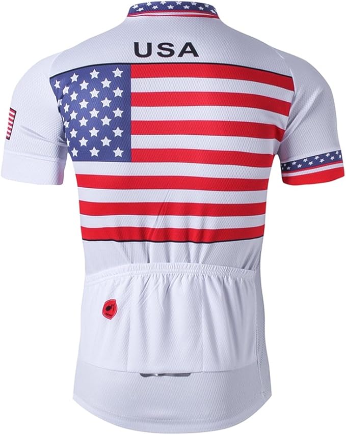 Weimostar Men's USA Cycling Jersey Short Sleeve Biking Shirts Breathable with Pockets