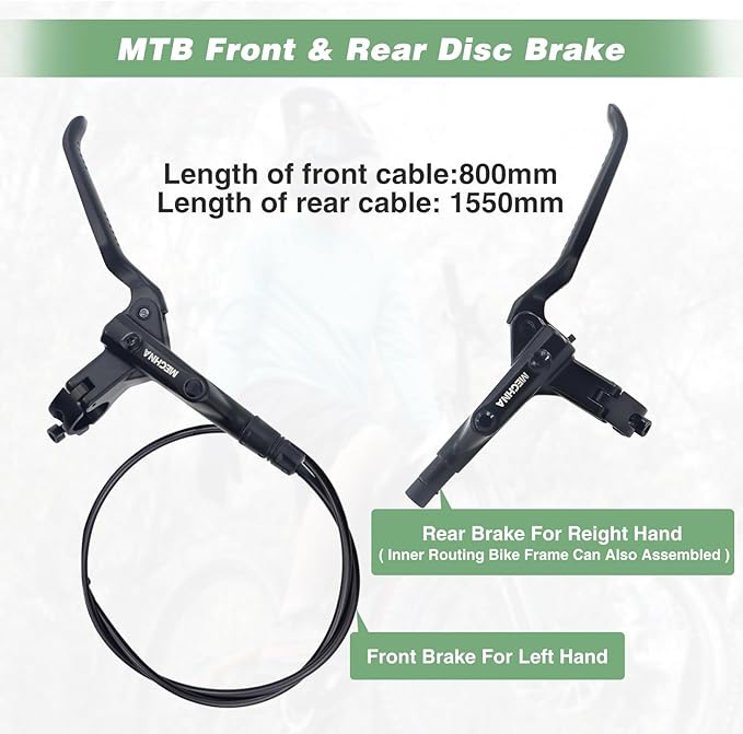 WEEROCK Hydraulic Brake Set Bike Disc Brakes Kit with Left Front 800mm Right Rear 1550 mm 160mm Rotors Aluminum Alloy Hydraulic Brake Fit for Mountain Bike, MTB