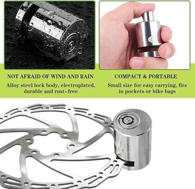 Motorcycle Disc Brake Lock, Motorcycle Locks Anti Theft, Motorbike Safety Anti-Theft Wheel Disk Lock with Two Keys, Heavy Duty Alloy Steel Brake Padlock for Bicycle Electromobile Road Cycle