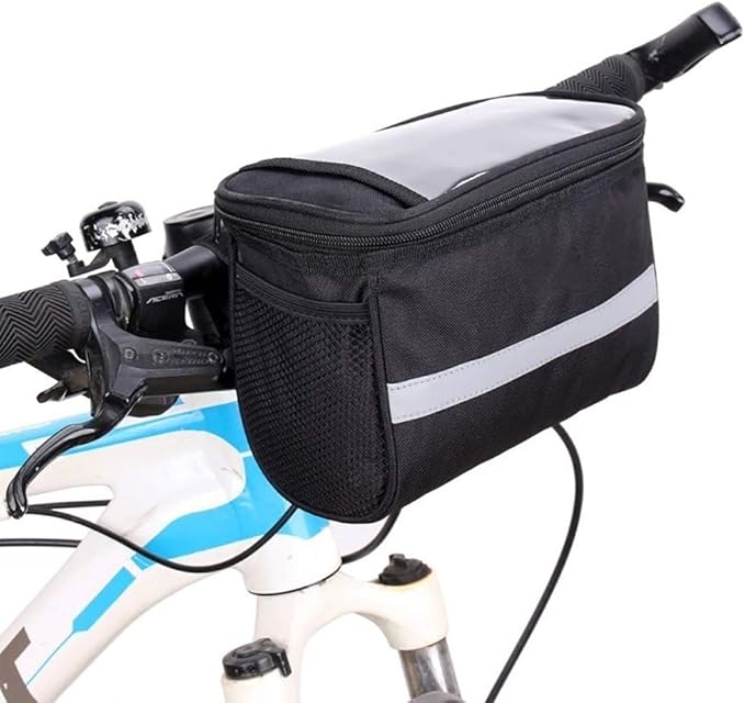 Bike Bags Handlebar Large Capacity Waterproof Bicycle Front Handlebar Storage Bag Cycling Pouch Black