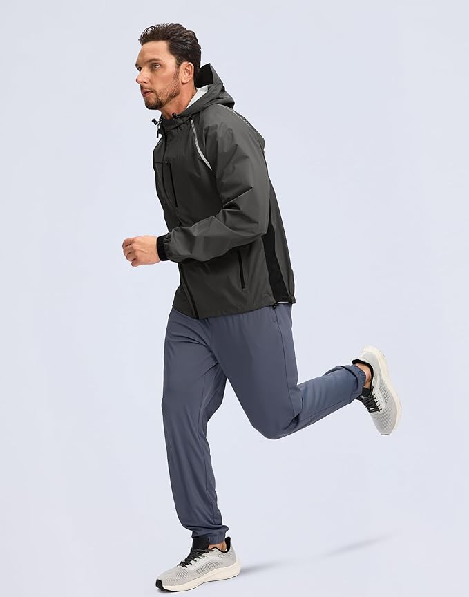 Bikewa Men's Cycling Rain Jackets Waterproof Running Bike Windbreaker Lightweight Packable Hooded Jacket