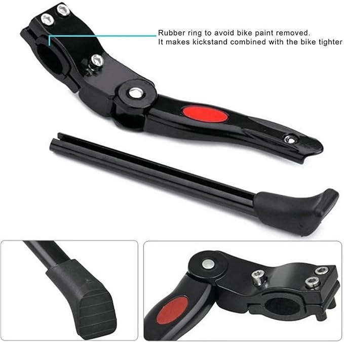 Side Stand Kickstand Adjustable Bike Kickstand Aluminum Rear Side Bicycle Stand for Bike 22"-27" Bicycle Foot Support