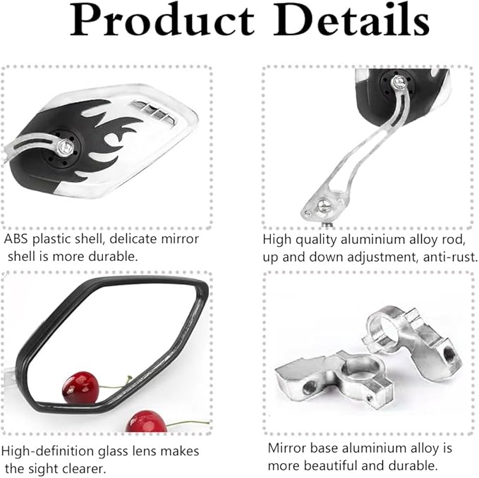 Bike Mirrors for Handlebars,2 Pack Bicycle Mirrors for Electric Bike, Mirrycle Bike Mirror, Handlebar Rearview Mirror, Easy Mount Bike Mirrors for Safety and Convenience(White)
