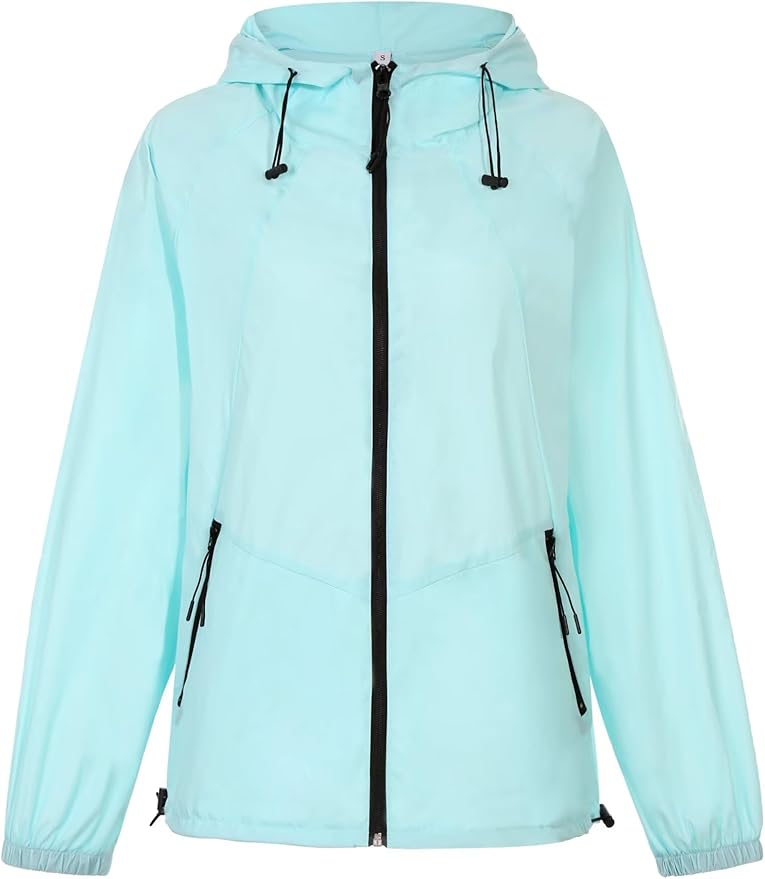 Packable Rain Jacket Women Waterproof Lightweight Jacket With Hood Womens Windbreaker Jacket S-XXL