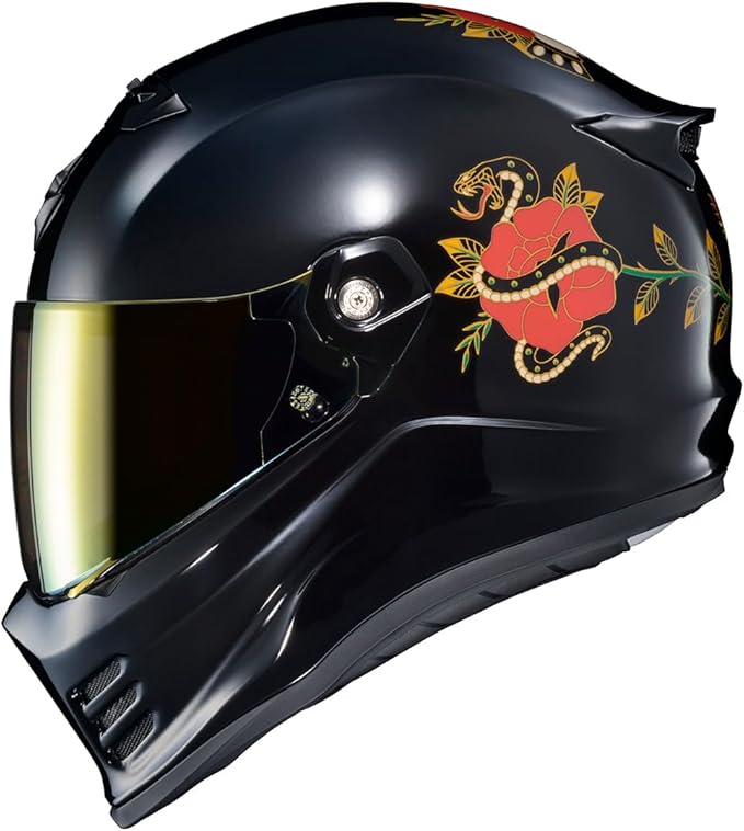 ScorpionEXO Covert FX Full Face Adult Motorcycle Helmet Street Fighter Style - Bluetooth Ready Speaker Pockets DOT ECE The Litas (Gloss Black - X-Small)