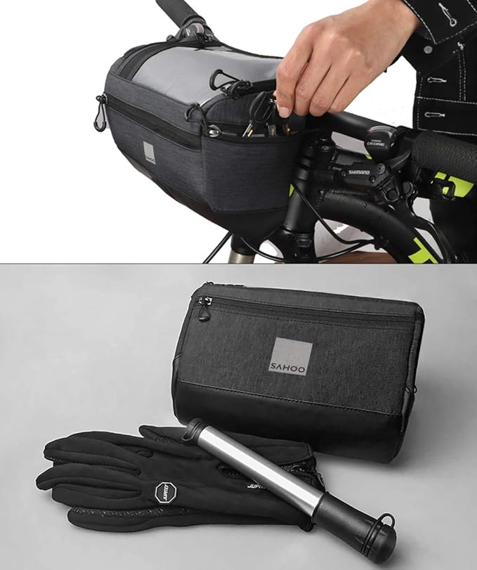 Roswheel Essentials Series Bike Handlebar Bag Bicycle Basket Pack with Map Holder/Phone Pouch, Black