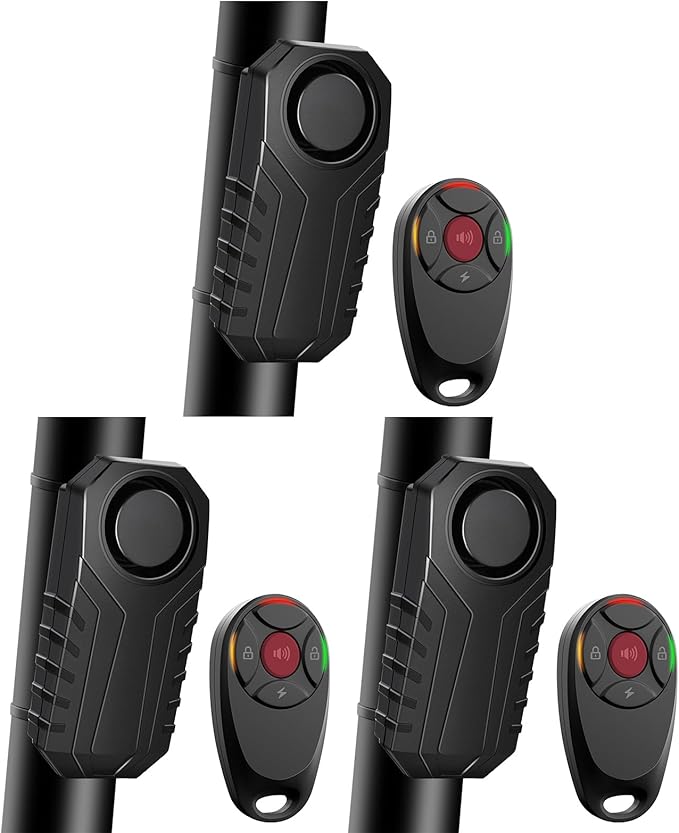 113dB Bike Alarm,Motorcycle Alarm,Burglar Vibration Motorcycle Bicycle Alarm Security System IP65 Waterproof, Suitable for Scooter Vehicle Trailer Car Door Window Electric Bike Accessories, 3PC