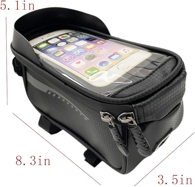 Waterproof Bike Phone Front Frame Bag Handlebar Mount Bicycle Front Tube Bag with Touchscreen Compatibility, Sunshade & Shockproof Design for Cycling, Commuting, and Outdoor Sports