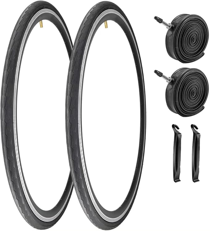 2 Pack 700x23C/25C/28C/35C/38C Bike Tires Plus Bike Inner Tubes Presta Valve 48mm or Schrader Valve 48mm Foldable Replacement Tires for Road Bicycle
