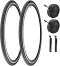2 Pack 700x23C/25C/28C/35C/38C Bike Tires Plus Bike Inner Tubes Presta Valve 48mm or Schrader Valve 48mm Foldable Replacement Tires for Road Bicycle