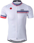 JPOJPO USA Cycling Jersey Men Short Sleeve Bike Shirts Biking Jersey Summer American Bicycle Tops with 3 Pockets Reflective