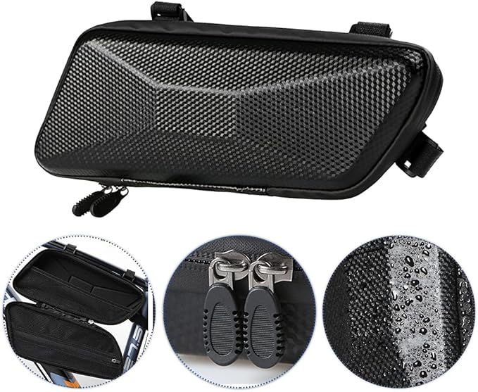 Bike Frame Storage Bag, Universal Waterproof Bicycle Triangle Front Frame Under Top Tube Bag, 2.5 L Narrow Edge Cycling Accessories Pouch for Road Bike MTB Bicycle (COLOR:black)