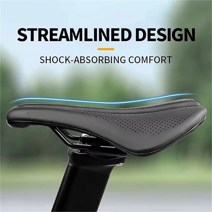 Hollow Leather Bicycle Saddle, Comfortable Bike Seat for Road, MTB & Racing Bikes, 250×155mm