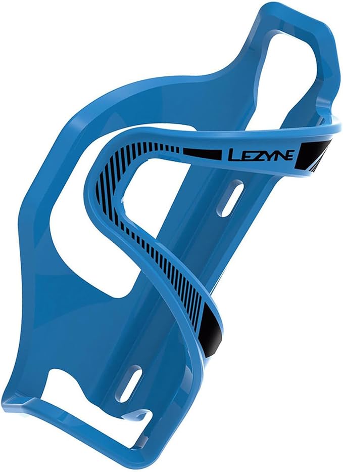 LEZYNE Flow Cage SL Enhanced Bike Water Bottle Cage - Side Load Bicycle Bottle Holder, Composite Matrix, Left/Right Options, Compact Frame Cycling Accessory - Left - Blue