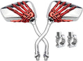 Pairs of Distinctive Skull Skeleton Hand Bicycle Mirror, Rearview Side Mirror Handlebar Mirror Mount Holder Clamp Adaptor 10mm for Scooter Moped Bike Standard Bike Motorcycle