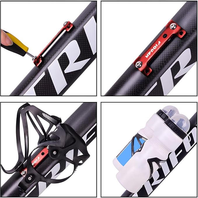 Bike Bottle Cage Adapter Aluminum Alloy Double Headed Bicycle Bottle Cage Extender High Hardness Adjustable Bottle Mount Seat Post Water Bottle Holder with Installation Tools